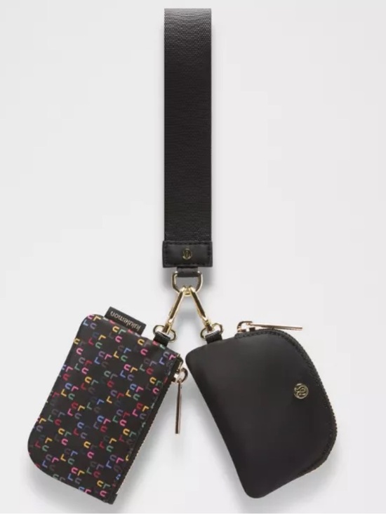 lululemon athletica Accessories - Lululemon Dual Pouch Wristlet Black Multicolor Logo NWT ✨